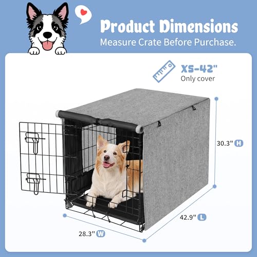 Dog Crate Cover (42.9"L x 28.3"W x 30.3"H / Grey)