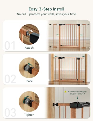 29 55" Extra Wide Baby Gate (Brown Wood Pattern / 30" Tall, 29-55" Wide)