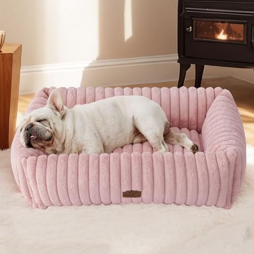 ComfyFleece® Dog Bed Medium Large Size Dog Washable (30.0"L x 24.0"W x 8.0"Th / Blush Pink)