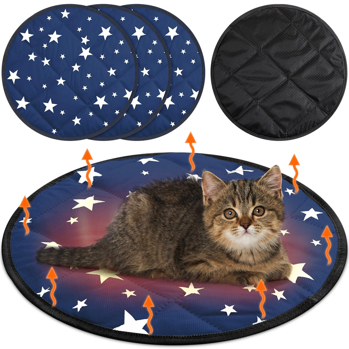 4 Pack Self Warming Cat Bed (Blue / 16'' / Round)