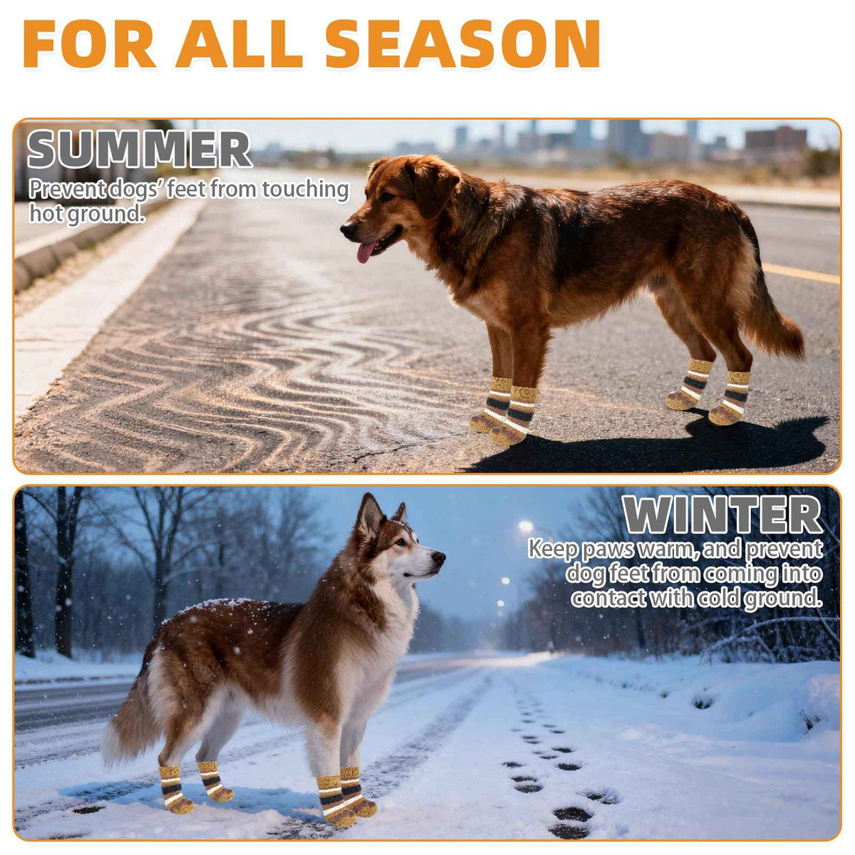 Anti Slip Dog Socks to Prevent Licking Paws and Slipping (Brown / Large)