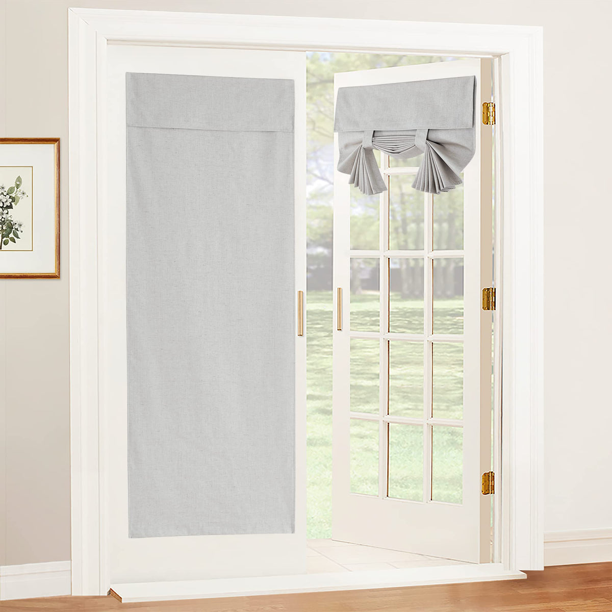 Natural Linen Textured French Door Window Curtains 100% Blackout (Concrete Grey / 30"W x 80"L (Pack of 1))