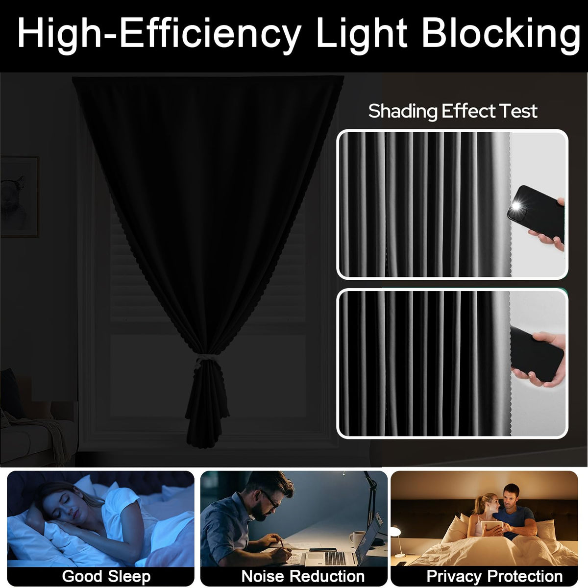 Adhesive Curtain (35"W x 71"L (Pack of 2) / Black)