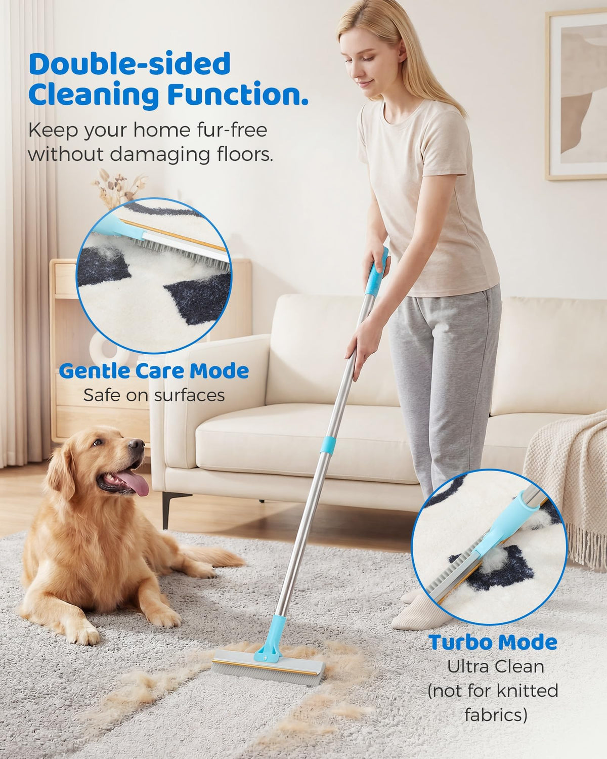 Carpet Rake for Pet Hair Removal (Silver)
