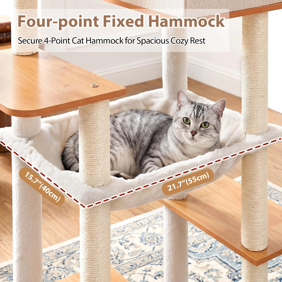 Cat Tree Wooden Multi (Earth Brown / 75.98 inches)
