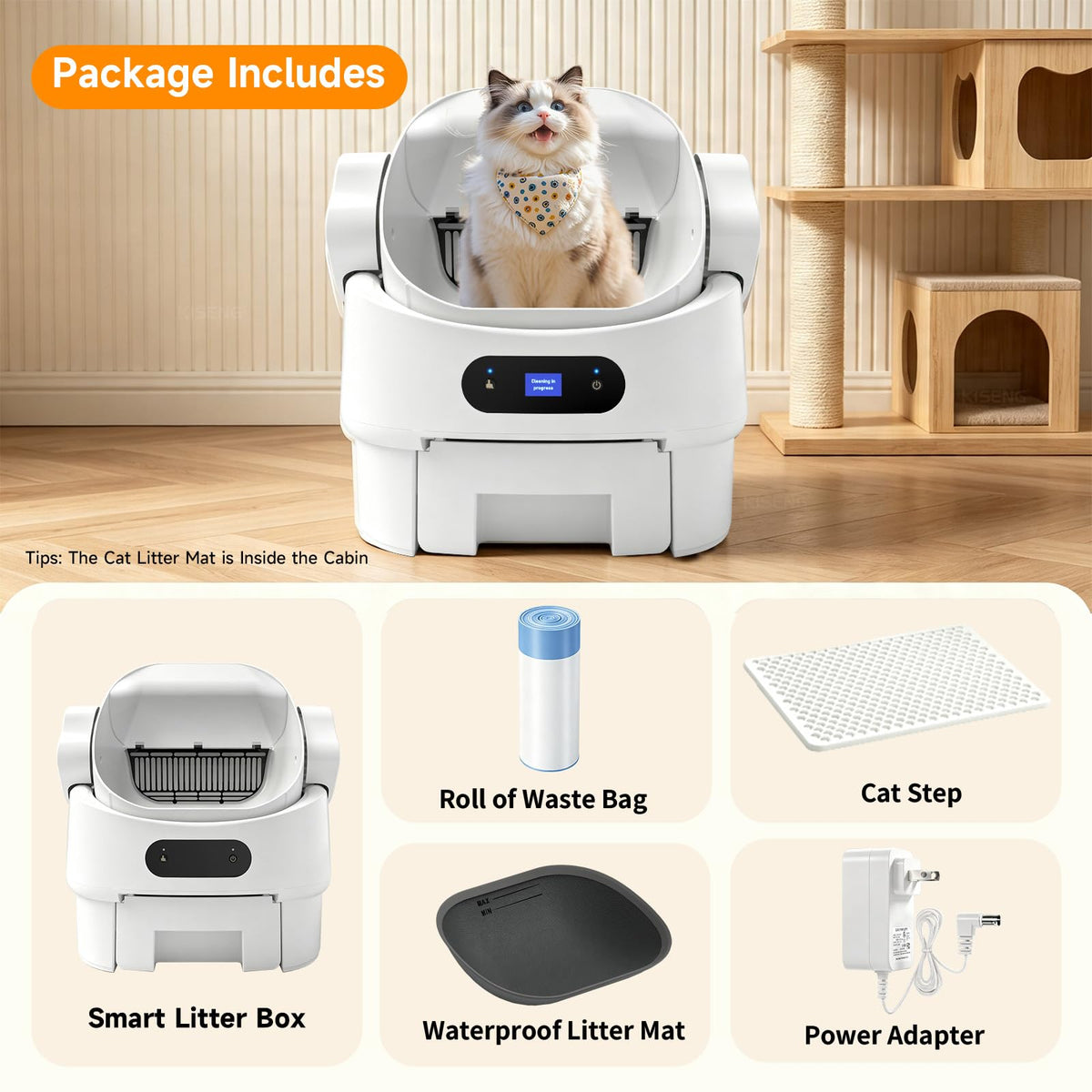 Automatic Cat Litter Box (White)