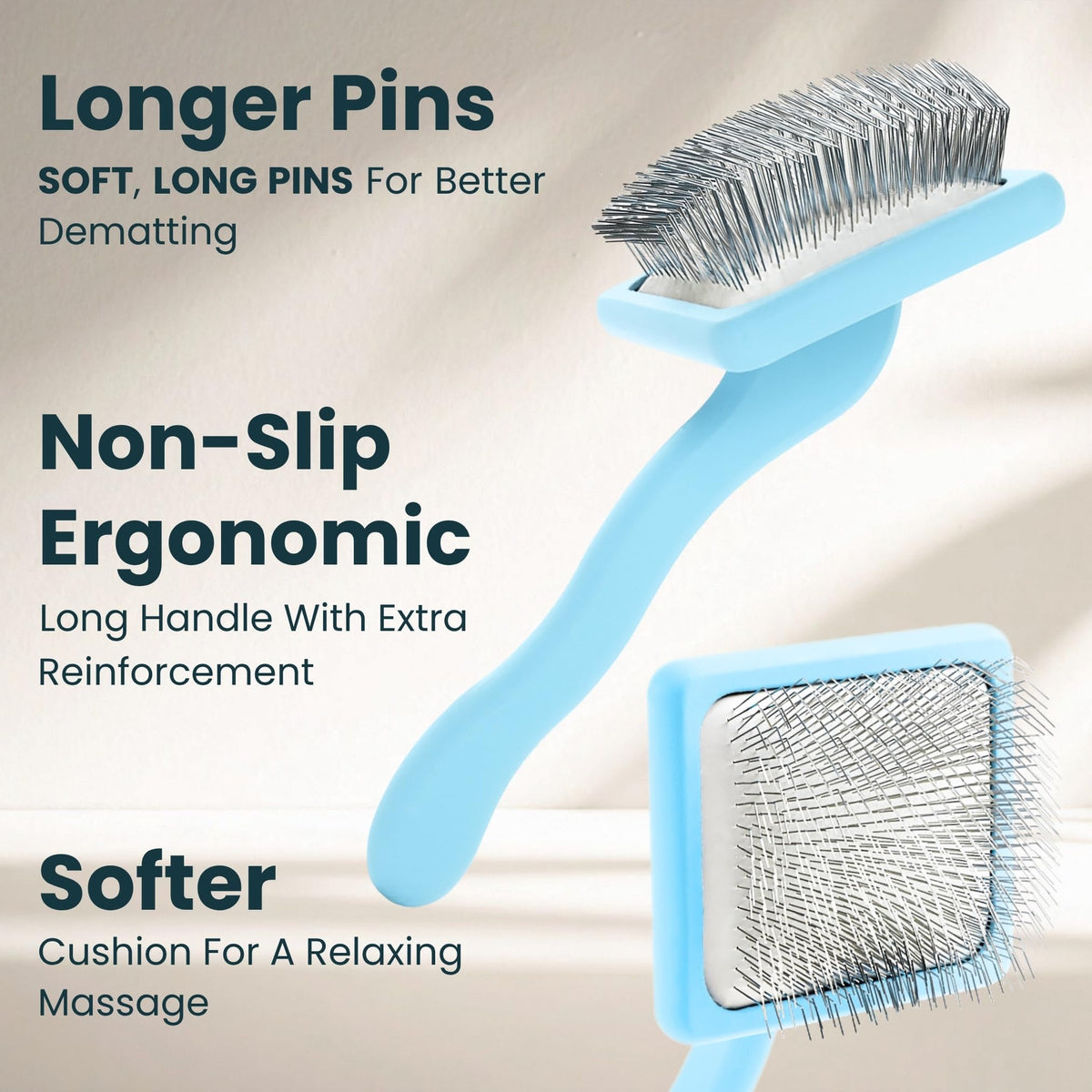 Slicker Brush for Dogs (Baby Blue / Flat Large)