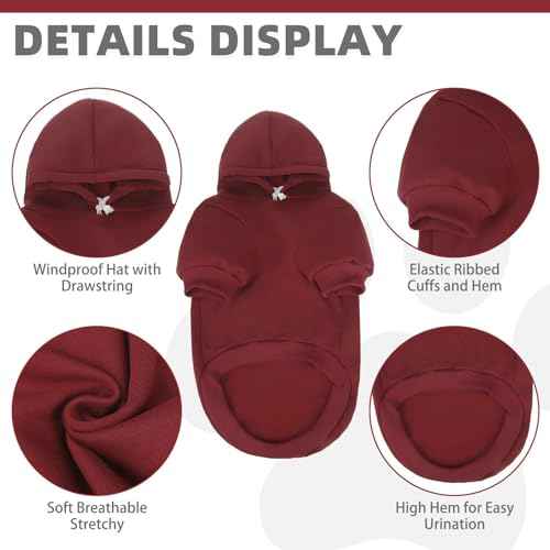 Dog Hoodie for Large Medium Small Dogs (Deep Red / XX-Large)