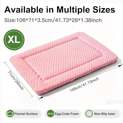 Dog Bed Mat Soft & Comfortable Dog Kennel Pad for Crate (XL(42"*28"*1.5") / Pink-1pc)