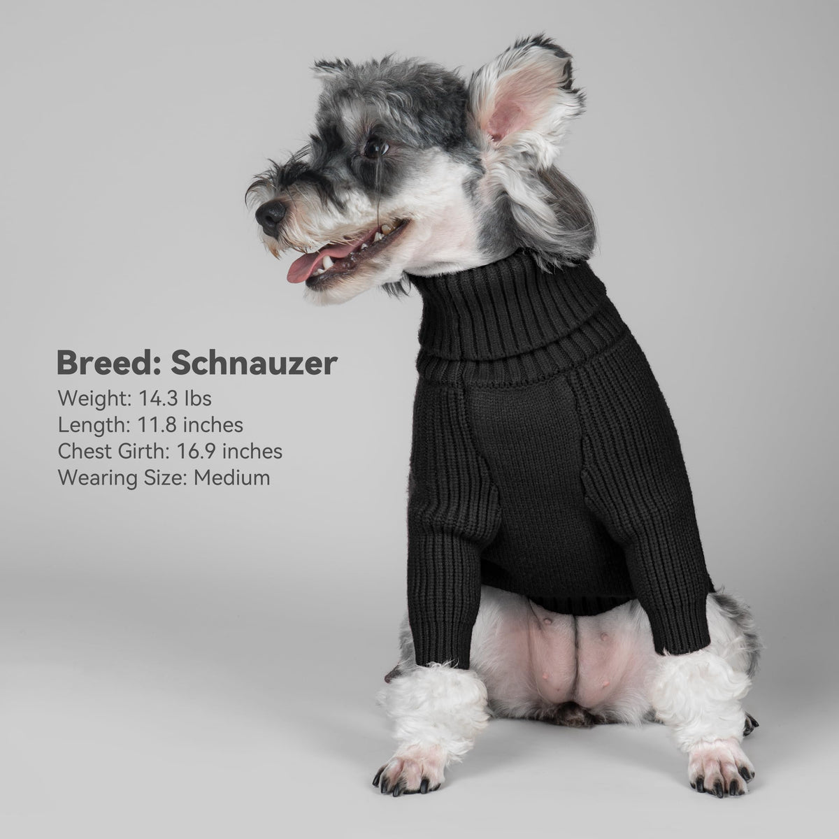Dog Sweater Long Sleeve Warm Knit Sweaters for Large Dogs Boy Girl (Black / XXX-Large)