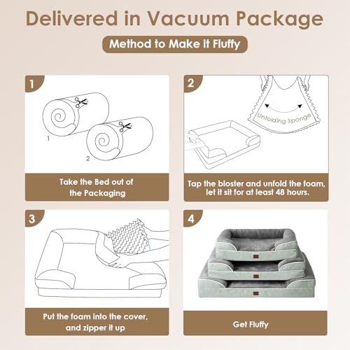 Orthopedic XXL Dog Bed (Greyish Green / 46.0"l X 35.0"w X 7.5"th)