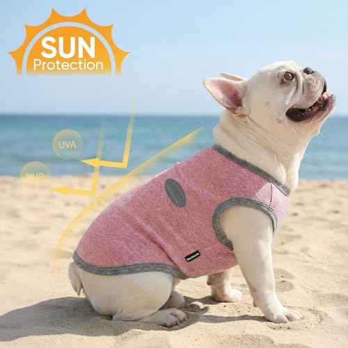 3 Pack Lightweight Sun Protection Dog Shirt Breathable Sleeveless Dog T Shirts Extra Soft Top Tank Dog Clothes for Outdoor Activities (Purple + Skin Pink + Light Pink / M (Back: 14.6",Chest: 19.7", Neck 13.4"))