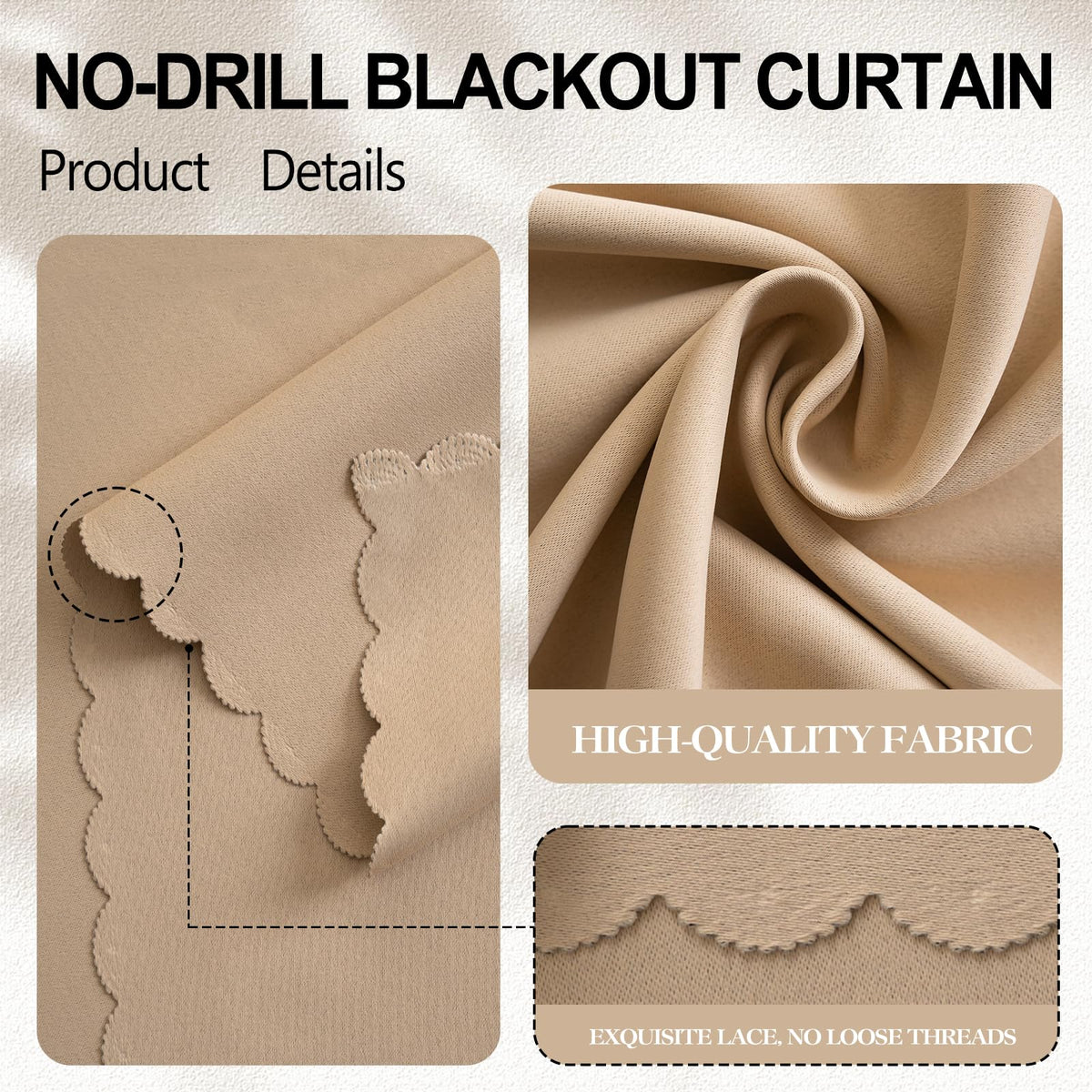 Self Adhesive Blackout Curtains (Beige / 47"W x 59"L (Pack of 1))