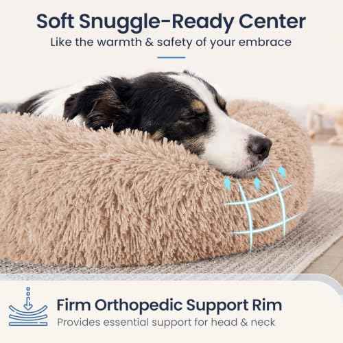 Calming Washable Dog Beds Large Sized Dog (Camel / 36.0"L x 36.0"W x 8.0"Th(Removable))