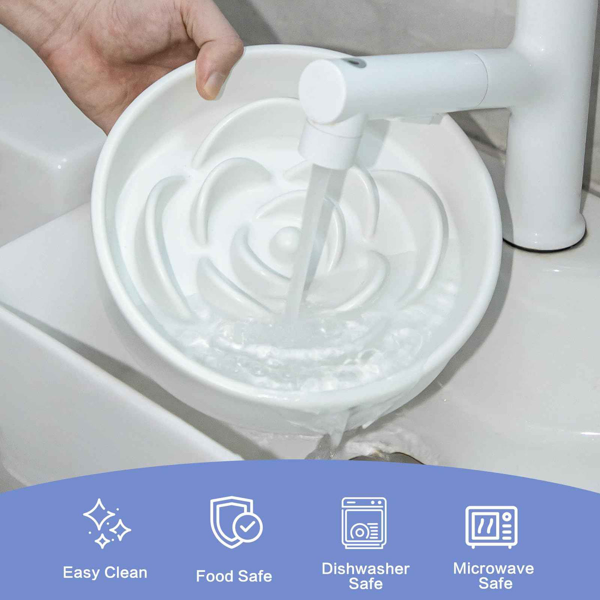 8.25'' Ceramic Slow Feeder Dog Bowls (8.25 inch / White)