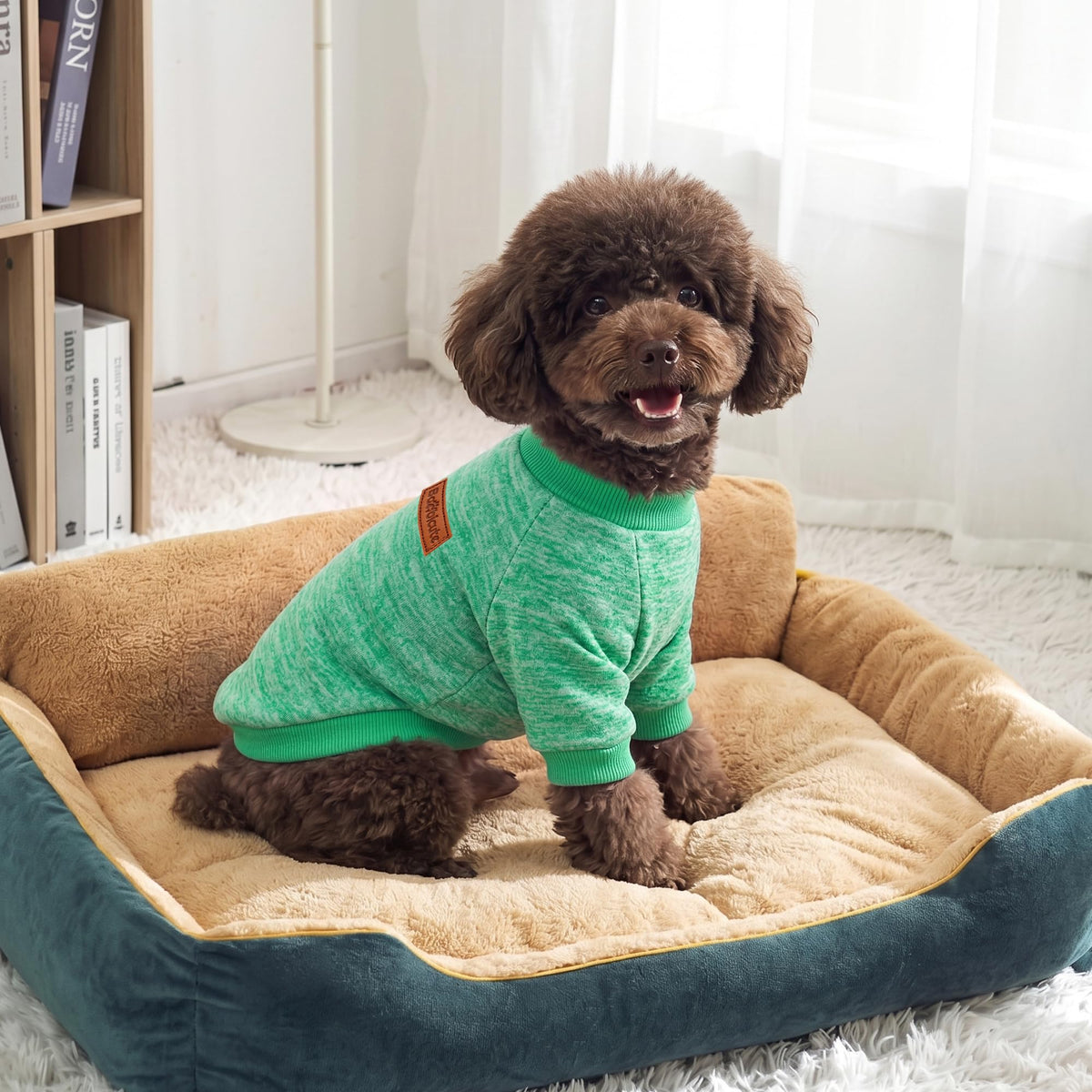 2 Pack Dog Sweaters for Small Dogs Girl Boy Winter Fleece Clothes Warm Soft Dog Sweatshirt Outfit for Dogs Cats Pet Apparel (Wine Red+Green / S (Back: 11.8", Chest: 15.7", 5.5-10 lbs))