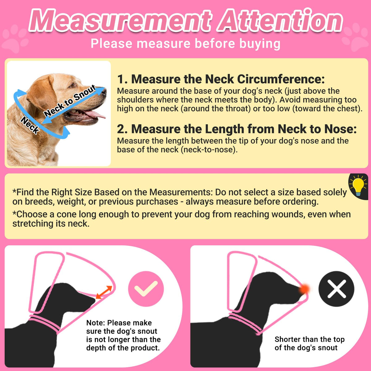 Dog Cone to Stop Licking (Hot Pink / L(Neck: 13.75"-16.5"))