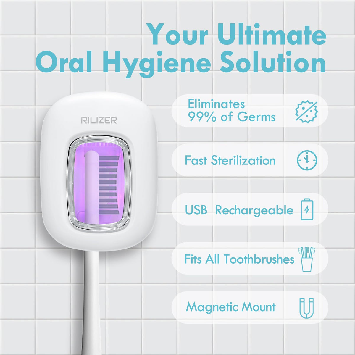 UV Toothbrush Sanitizer Cover (White)