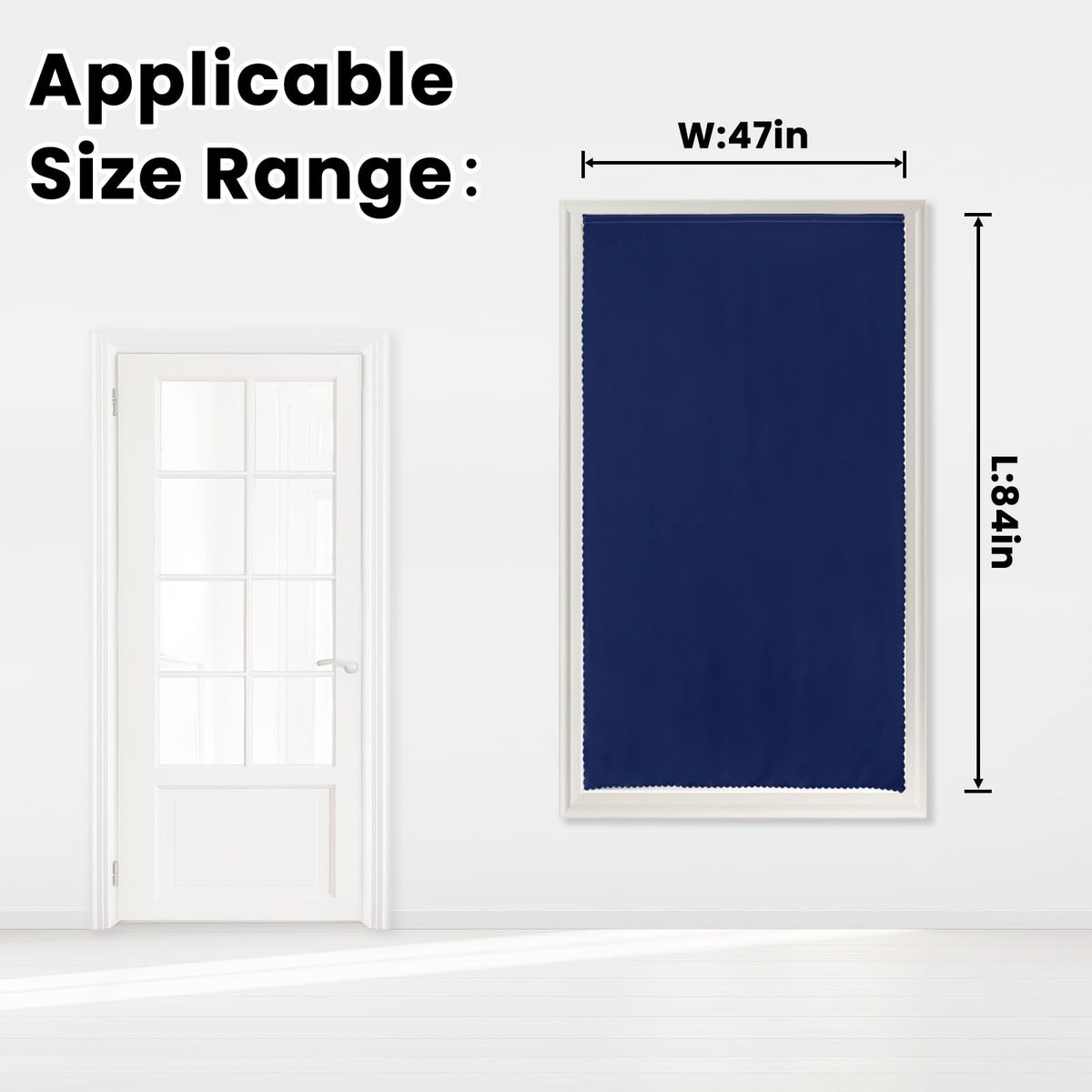 Self Adhesive Portable Blackout Curtains for Bedroom Easy to Install Window Thermal Lnsulated Kitchen Room Darkening Small Window Curtains (47"W x 84"L (Pack of 1) / Navy Blue)