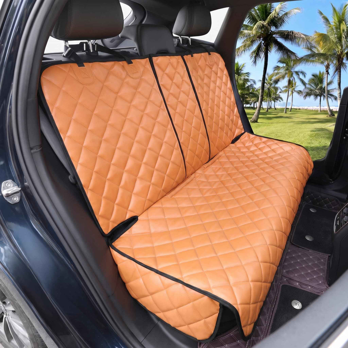 Dog Car Seat Cover for Back Seat (Tan / Standard Back Seat Cover)