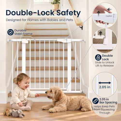 30 43" Baby Gate for Doorways (White / 30"-43" W x 30.5" H)