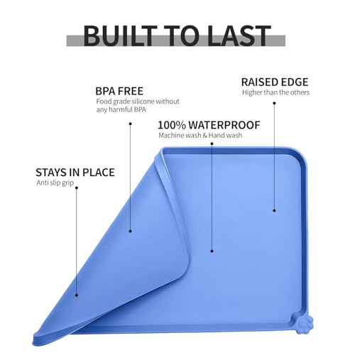 Silicone Pet Feeding Mat (Blue / 22" x 14")