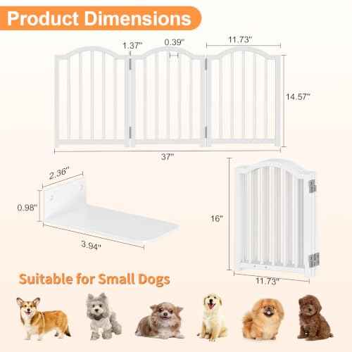 Short Dog Gate Indoor (White / 3 Panel-16''H, Up to 37''W)