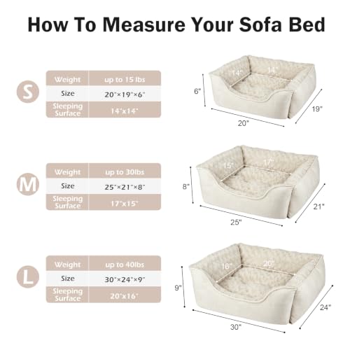 Rectangle Dog Bed for Large Medium Small Dogs (Cream / M(25"x 21"x 8"))
