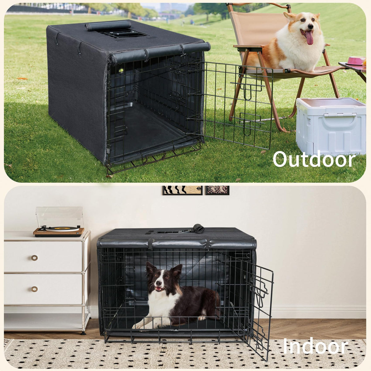 Dog Crate Cover 30 Inch Waterproof Pet Kennel Cover 600D Heavy Duty Dog Cage Cover Universal Fit for Most Wire Pet Crates (30.0"L x 19.0"W x 21.0"H / Black)