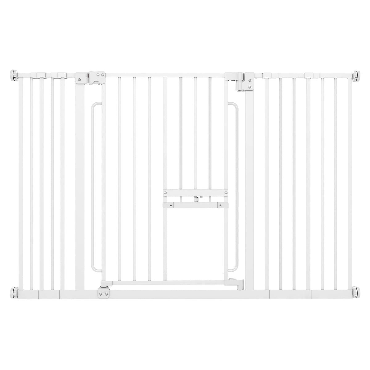 Extra Wide Pet Gate with Cat Door (White / 29.5-48"Wide,30"Tall)