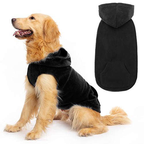 Fleece Dog Hoodie with Pouch (X-Large / Black)