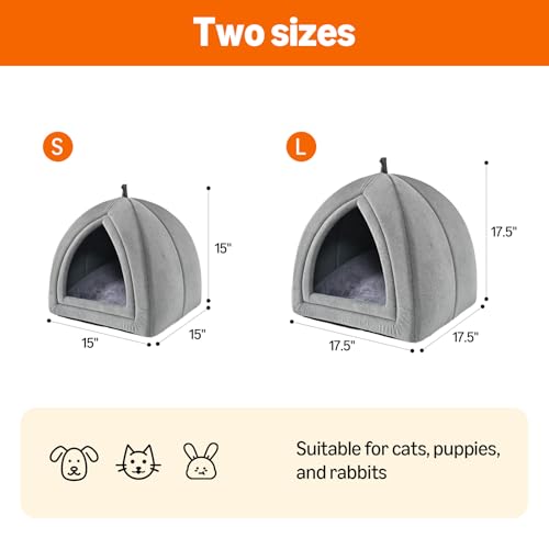 Cat Bed Cave 2 (Lightgrey / S-15"×15"×15")