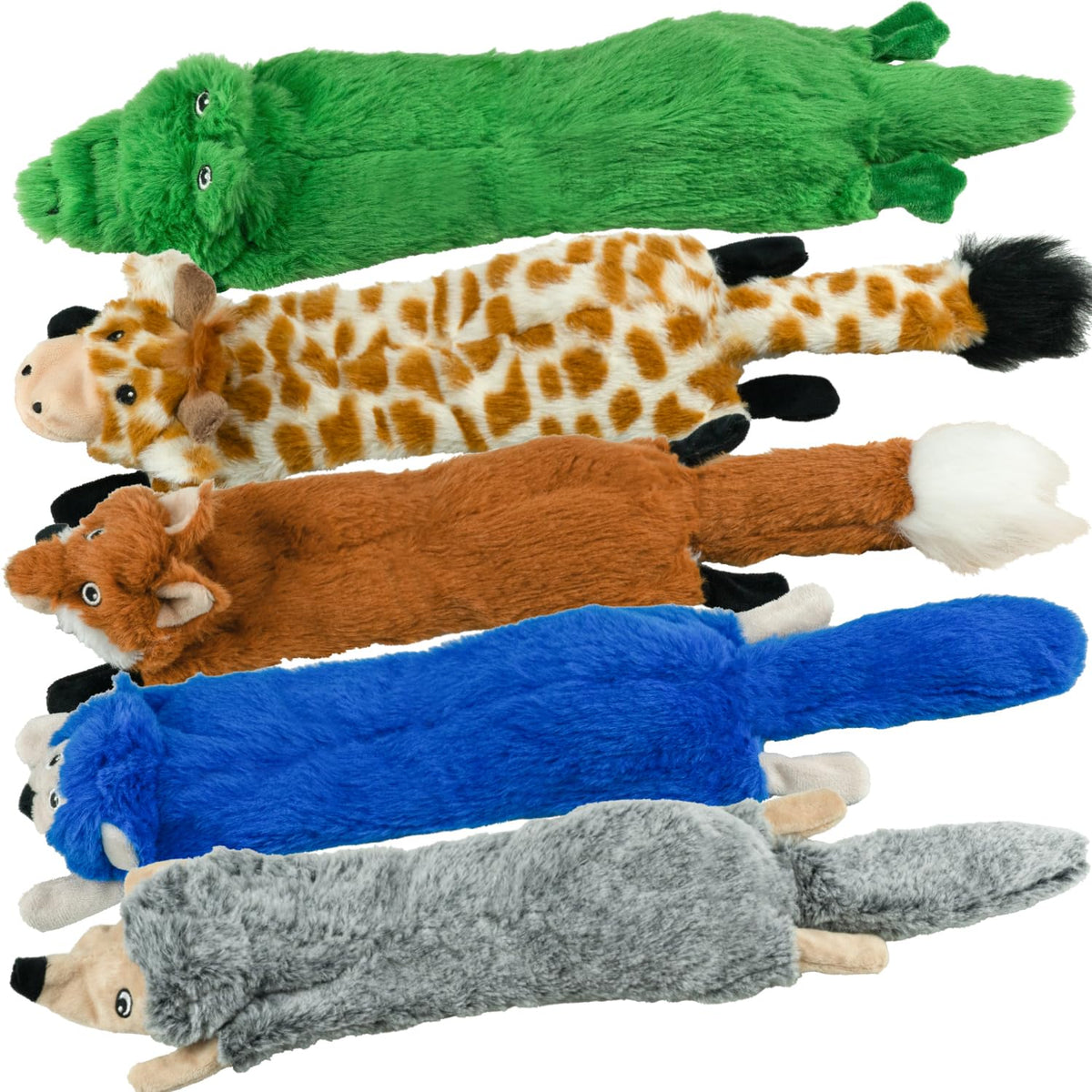 Dog Squeaky Toys No Stuffing 5 Pack (Small / Fur Plush-5 Pack)