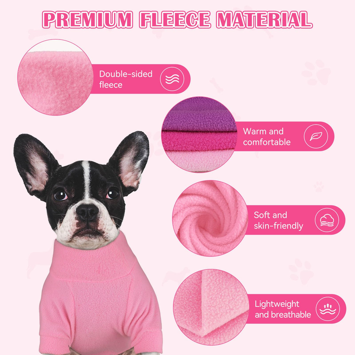 3 Pack Dog Sweater Fleece Pet Clothes Turtleneck Soft Warm Sweatshirt Dog Sweaters for Small Dogs Puppy Sweater Boy Girl Pet (X-Small / Pink Hotpink Purple)