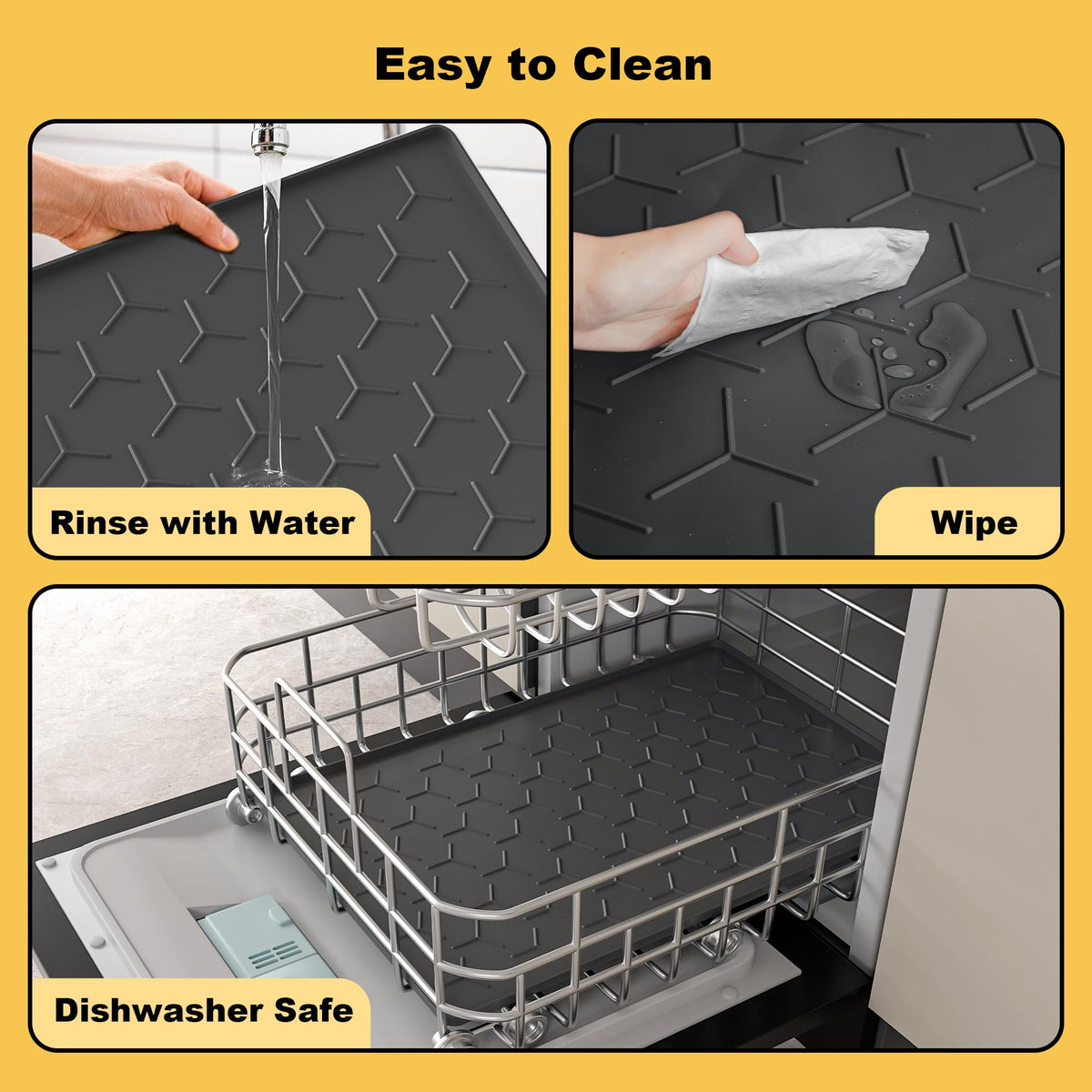 Silicone Dog Cat Food Bowl Mat (M-24''X16'' / Black)