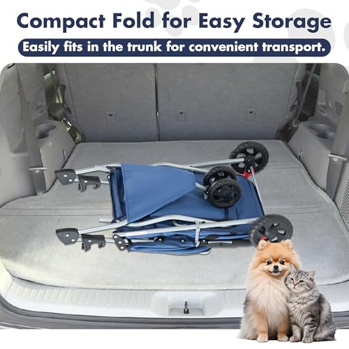 3 Wheel Pet Stroller for Dogs and Cats (Sea Blue / 29.1" x 17.7" x 39.4")