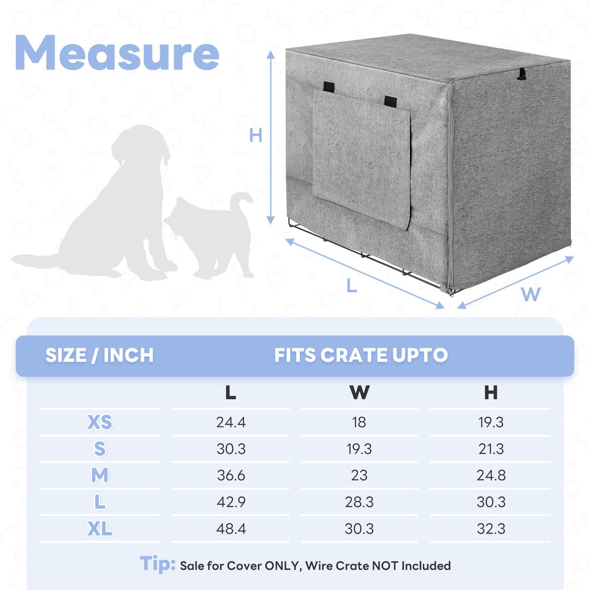 Dog Crate Cover (Light Grey / 48 Inch)