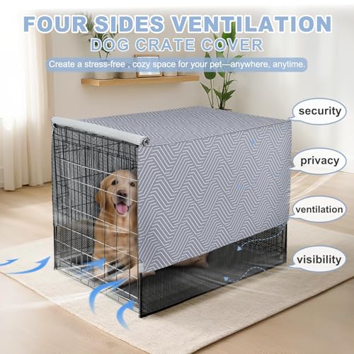Breathable Dog Crate Cover (24"L x 18"W x 20"H / Continuous Broken Line)