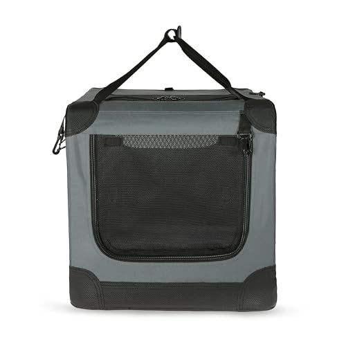 4 Door Portable Folding Soft Dog Crate (Grey / L 36" x 24" x 24")