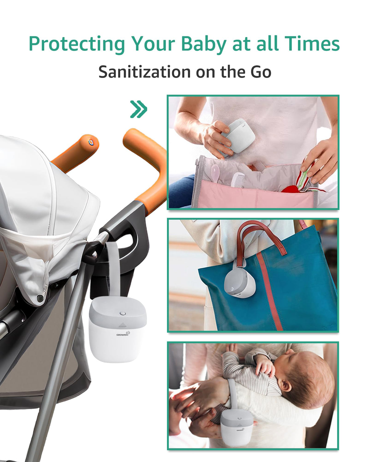 Pacifier Sanitizer Case Portable on The Go for Baby (White)