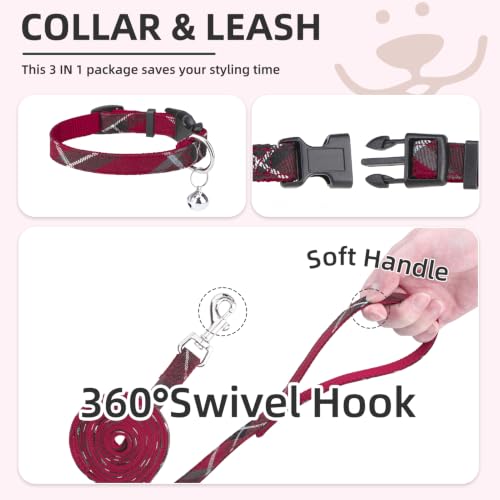 Dog Harness Collar and Leash Set No Pull for Small Medium Sized