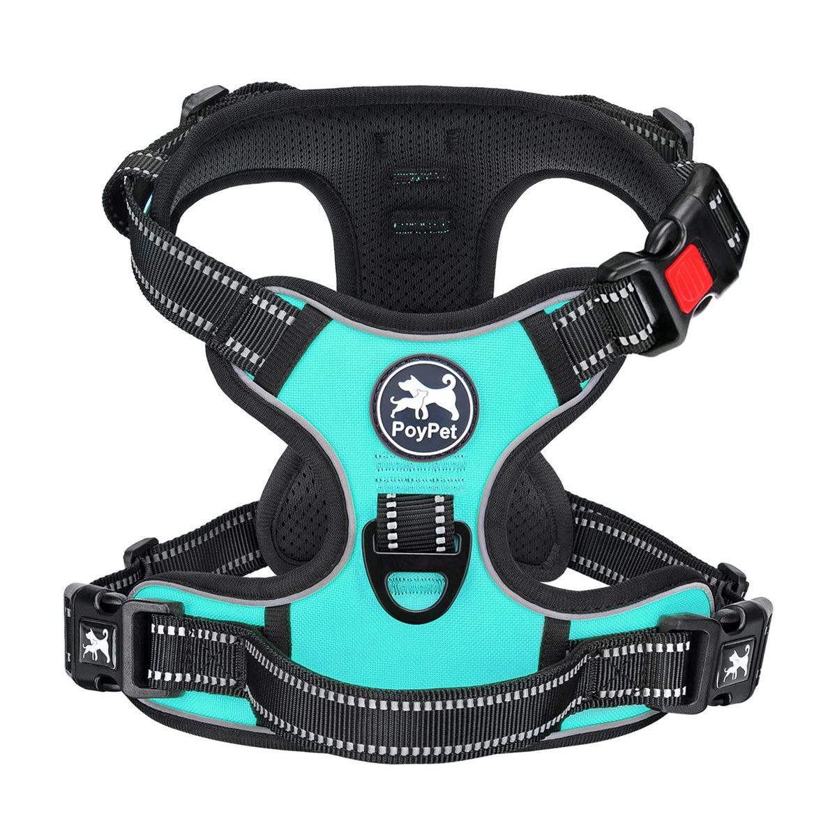 No Pull Dog Harness Medium with Front Clip & Neck Release Buckle (Medium / Mint Blue)