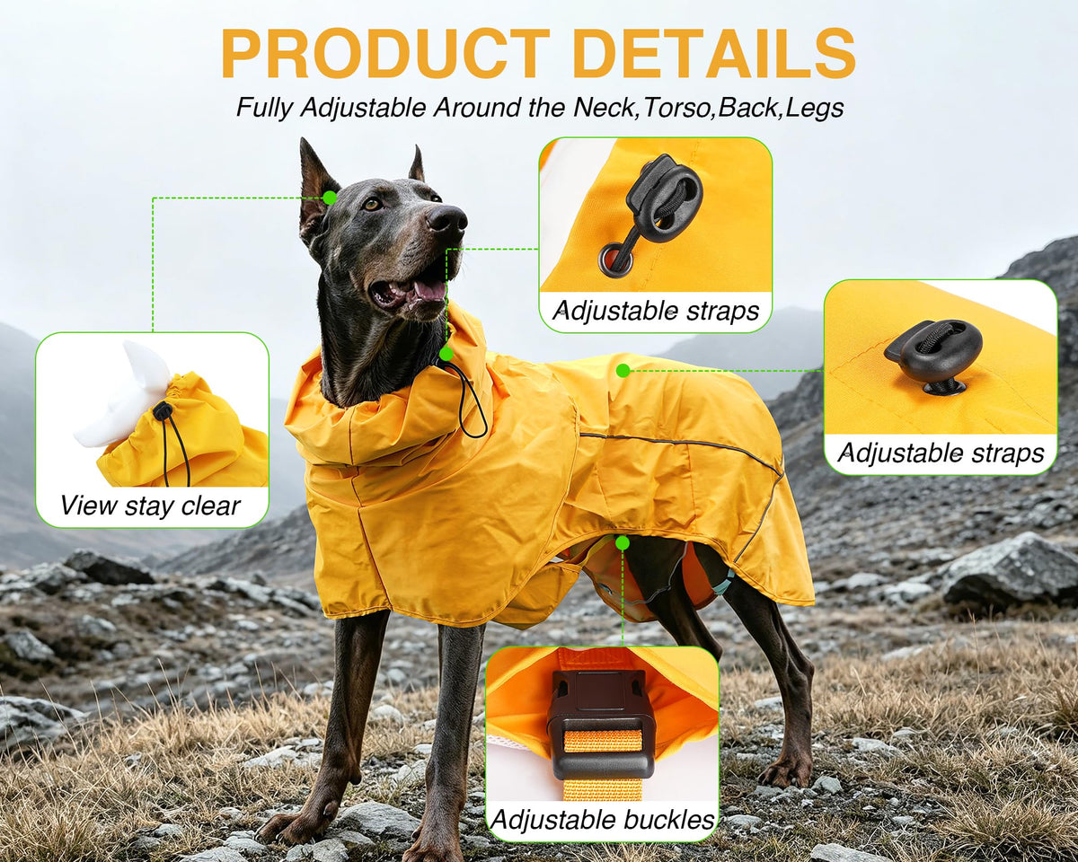 Dog Raincoat with Hood (yellow (Mesh Lining) / XL)