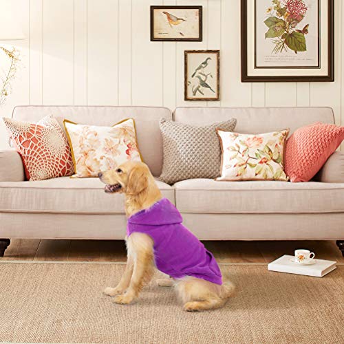 Fleece Dog Hoodie with Pouch (Large / Purple)
