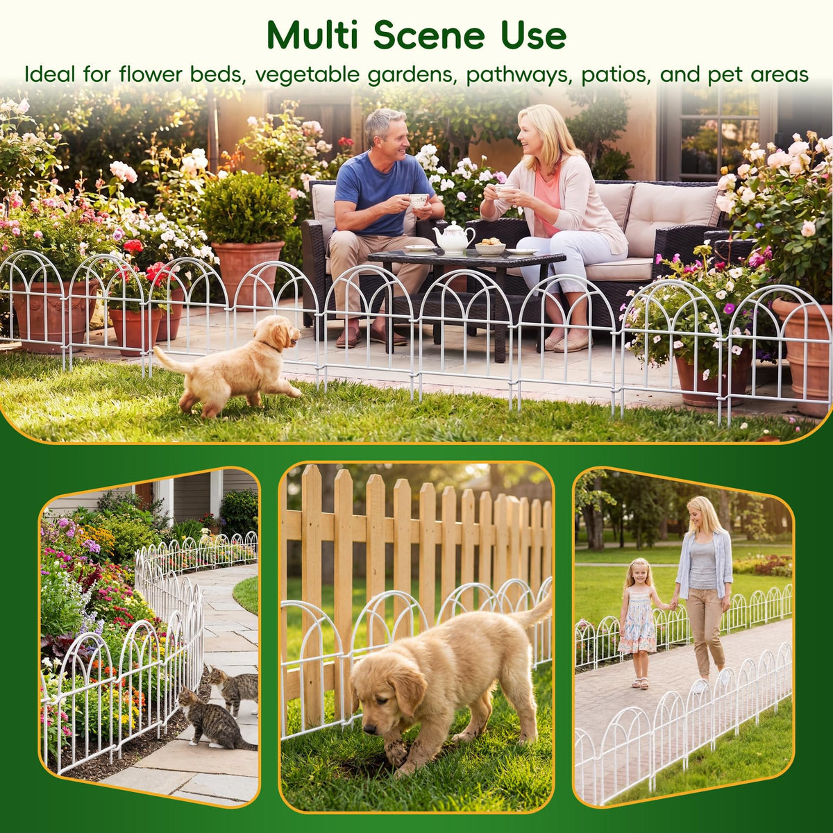 19 Pack Garden Fence Panels (White / 19 Panels - 17 in(H) X 20.58 ft(L))
