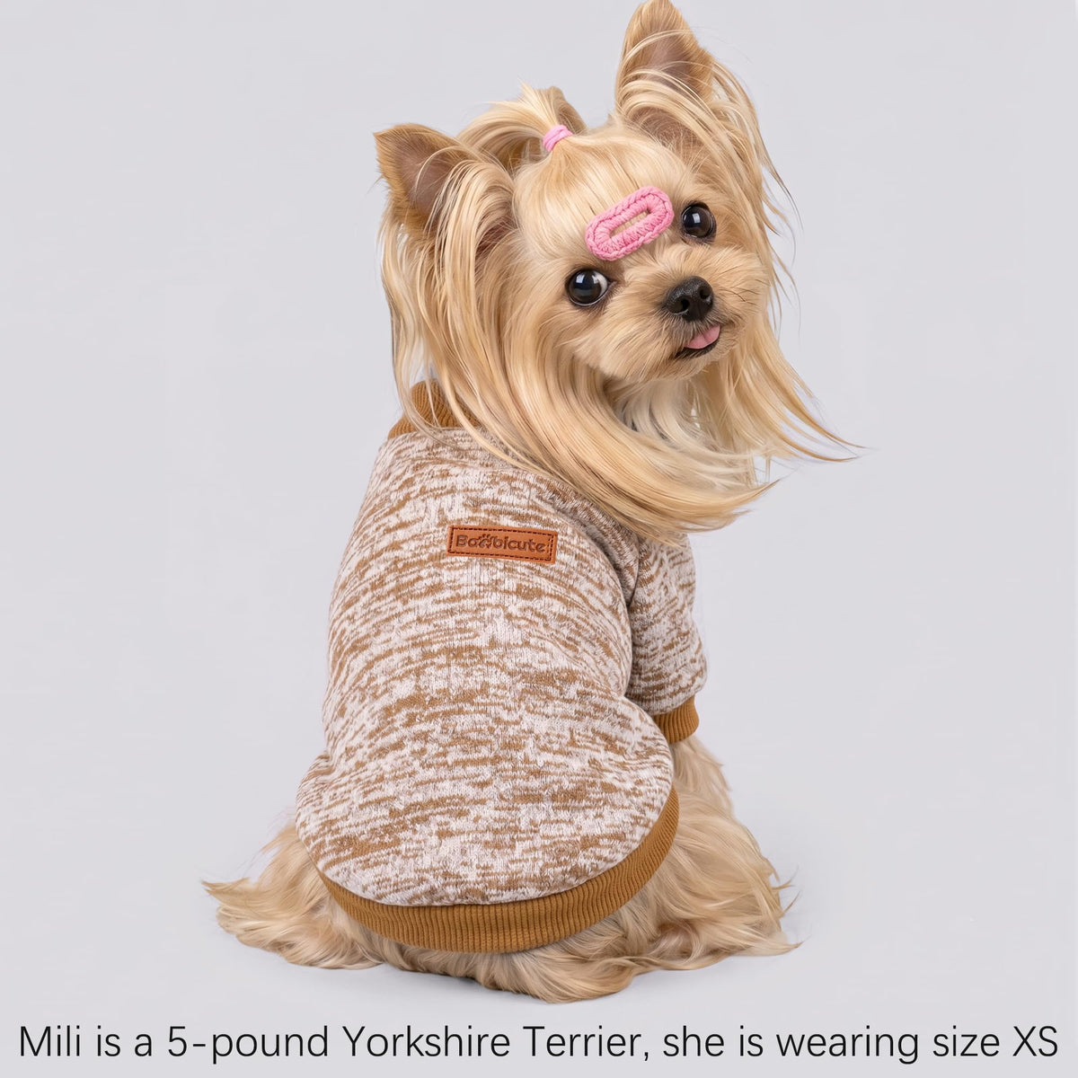 3 Pack Dog Sweaters for Small Dogs Girl Boy Winter Fleece Clothes Warm Soft Dog Sweatshirt Outfit for Dogs Cats Pet Apparel (Khaki+Pink+Purple / XS (Back: 9.8", Chest: 13.7", 3.5-5.5 lbs))