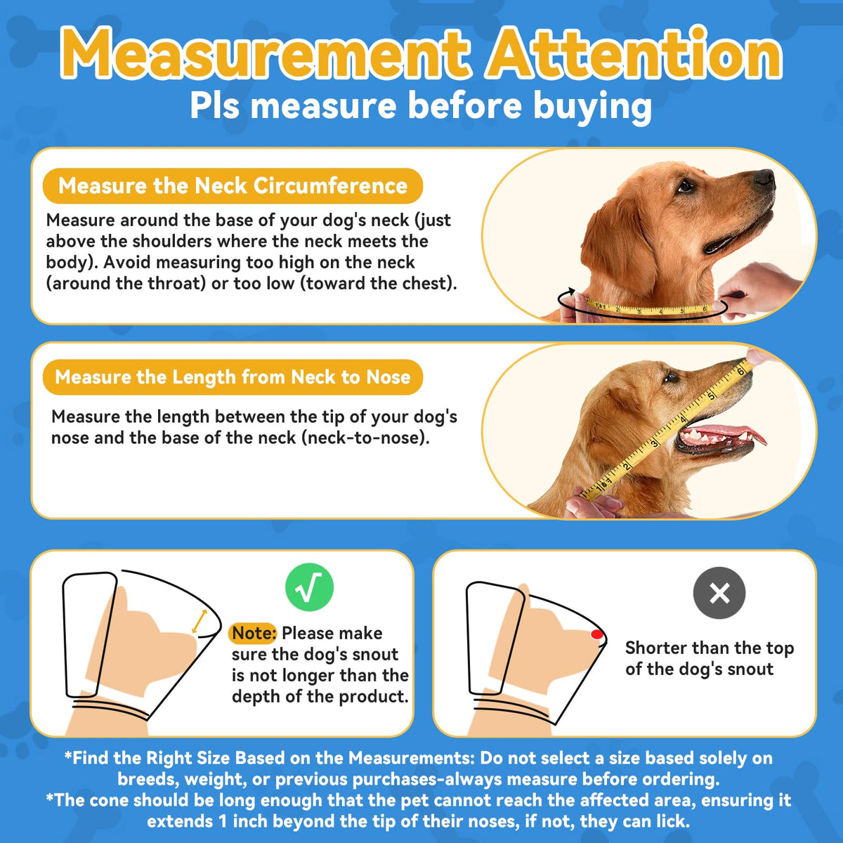 Dog Cone Collar for Large Medium Dogs (S (Neck: 11.4-12.6") / Blue)