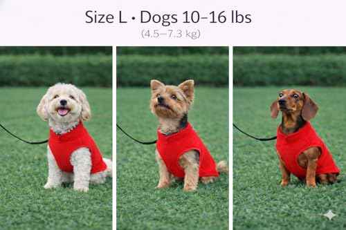 Dog Fleece Vest Sweater with Leash Ring (L (10-16lbs) / Red)