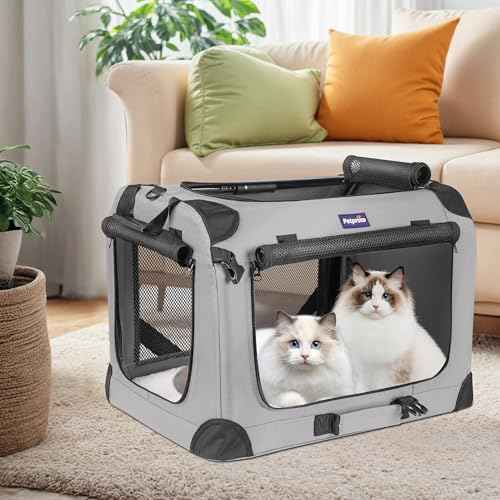 Large Cat Carrier for 2 Cats (Grey / 24.0"L x 17.0"W x 17.0"H)