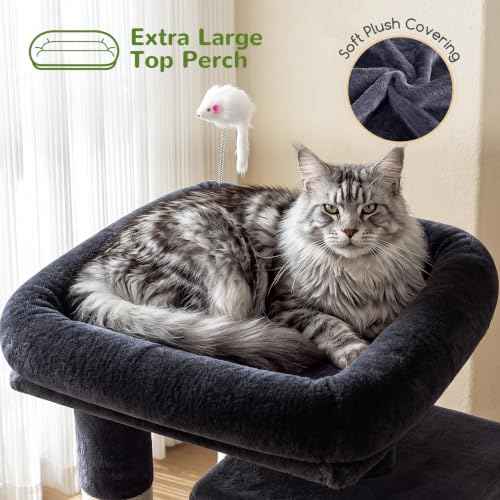 Cat Tree Tower for Indoor Cats Large Adult (Dark Grey / XL)